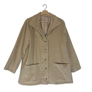 Roamans Tan Button Down Corduroy Chore Barn Shacket with Pockets Size 14W